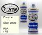 Preview: Porsche, Sand White, R9A / R6: 400ml Sprühdose + 400ml Klarlack - Set, von ATW Autoteile West.